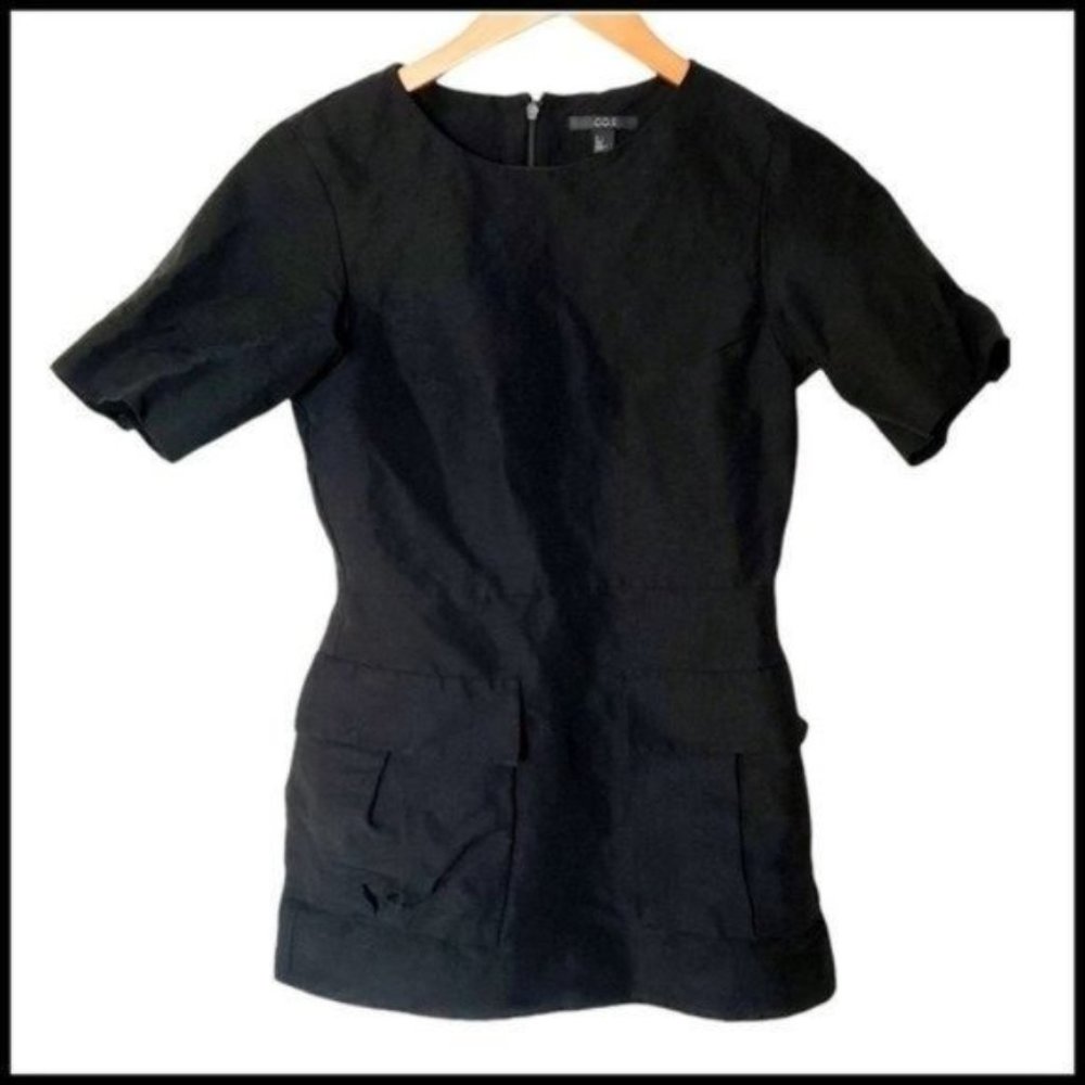 COS Black Linen Blend Flap Front Pockets Dress size 2‎